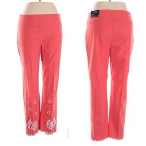 NWT ATTYRE woman Sz 14 Audrey Ankle Slim Leg Pull On Stretch Embroidered